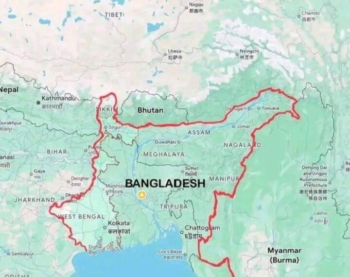ASSAM, IN MAP OF PROPOSED GREATER ISLAMIC BANGLADESH