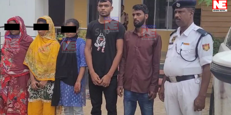 টেম্পোৰে মানকাচৰত প্ৰৱেশ কৰা ৫ গৰাকী বাংলাদেশী নাগৰিকক আটক