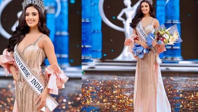 মিছ ইউনিভাৰ্ছ ইণ্ডিয়া ২০২৪ৰ মুকুট পিন্ধে গুজৰাটৰ ১৯ বছৰীয়া সুন্দৰীয়ে