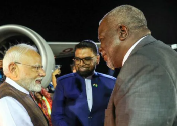 গায়ানাত উপস্থিত প্ৰধানমন্ত্ৰী মোদী, ৰাষ্ট্ৰপতি মহম্মদ ইৰফান আলীৰ সৈতে সাক্ষাৎকাৰ