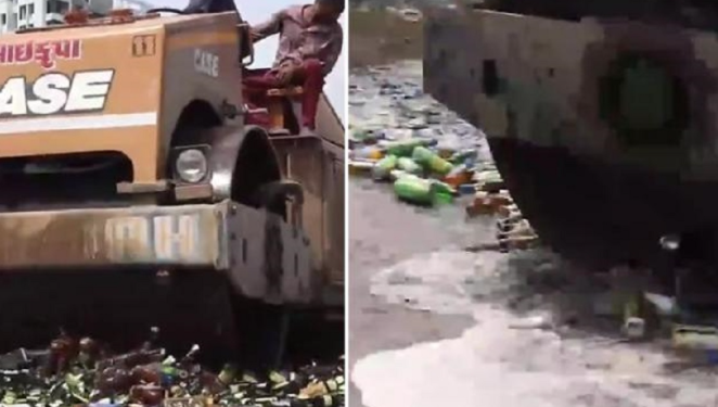 ড্ৰাট ষ্টেট গুজৰাটৰ ৰাজপথত হঠাৎ সুৰাৰ নৈ, ভিডিঅ’টো দেখি হৃদয় ভাঙিলে সুৰাপায়ীৰ