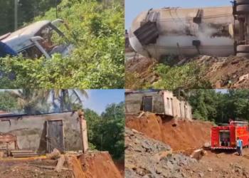 LPG টেংকাৰ আৰু মিনি বাছৰ মাজত ভয়ংকৰ সংঘৰ্ষ; ঘৰ, গোশালা, বাহন জ্বলি চাৰখাৰ
