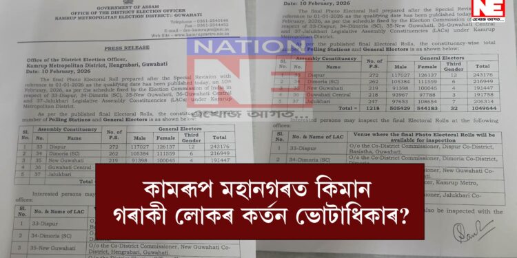 প্ৰকাশ পালে কামৰূপ মহানগৰ জিলাৰ ৫ টাকৈ সমষ্টিৰ ভোটাৰৰ ফটো সম্বলিত তালিকা, জানক কিমান ভোটাৰৰ নাম হ’ল কৰ্তন…